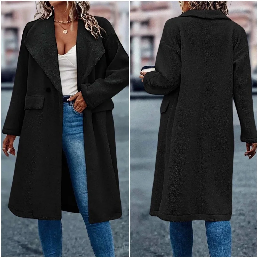 Cozy Wide Collar Teddy Oversized Jacket Coat - Picture 7 of 8